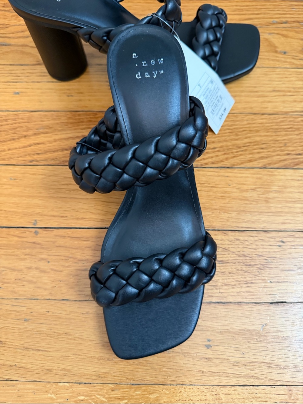Brand new Target a new day Black Braided Double Strap Block Heel Sandal